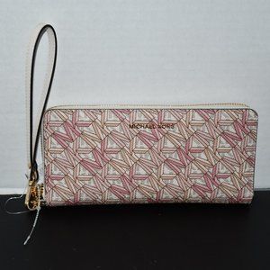 Michael Kors Sig Coated Twill Travel Continental  Rose Multi  #32H1GJ6T7B No TAG